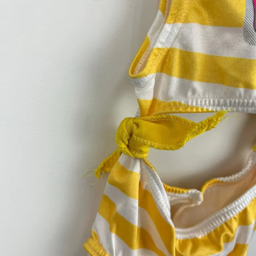 Vintage Carter's Yellow Striped Cool It! Koala Bathing Suit 5T USA